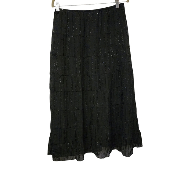 🖤 Vintage S. Edward Black Sparkly A-Line Midi Skirt - Picture 3 of 6